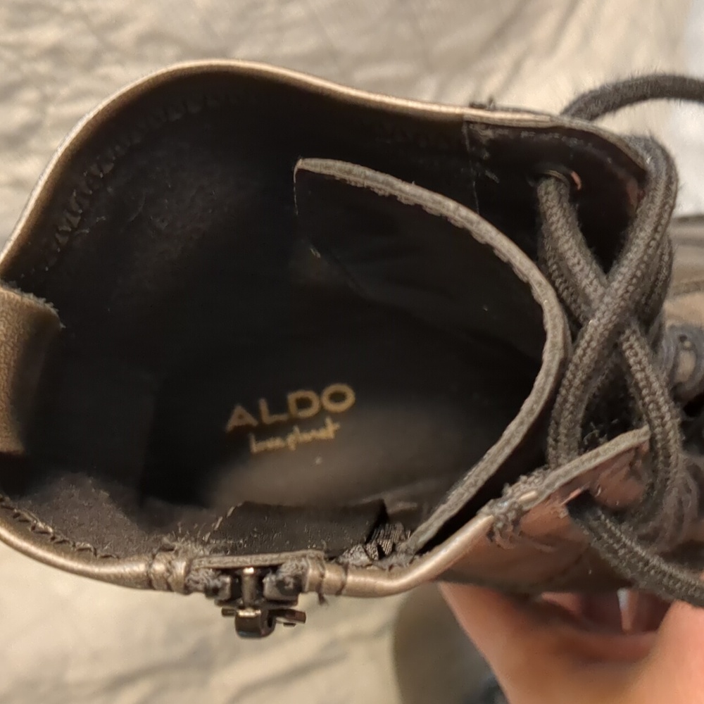 Aldo Metallic Brown Women's Combat Boots - Picture 3 of 16